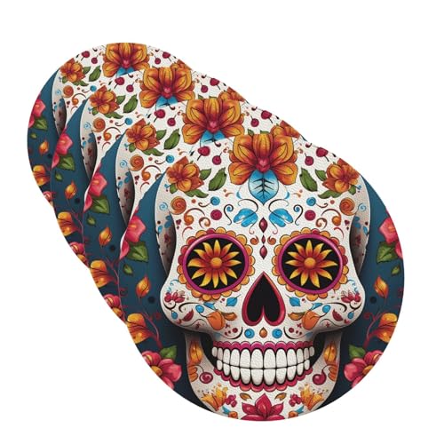 Bunte Untersetzer mit Totenkopf-Motiv für Getränke, 4 Stück, Leder, Teetassen-Untersetzer, Getränkeuntersetzer für Tassen, Küche, Bar, Heimdekoration, Einweihungsgeschenk Bunte Untersetzer mit Totenkopf-Motiv für Getränke, 4 Stück, Leder, Teetassen-Untersetzer, Getränkeuntersetzer für Tassen, Küche, Bar, Heimdekoration, Einweihungsgeschenk von BYPPJGH