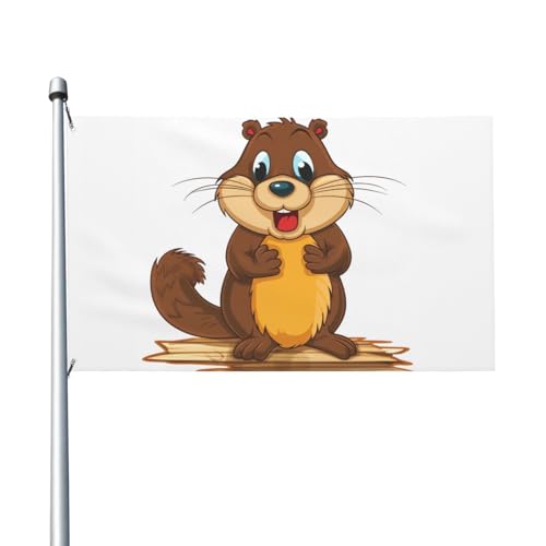 Cartoon-Gartenflagge, animierte Biber-Willkommensflagge, 90 x 150 cm, kein Verblassen, doppelseitige Hausflaggen, Outdoor-Banner, Dekoration für Innenhof, Veranda, Rasen Cartoon-Gartenflagge, animierte Biber-Willkommensflagge, 90 x 150 cm, kein Verblassen, doppelseitige Hausflaggen, Outdoor-Banner, Dekoration für Innenhof, Veranda, Rasen von BYPPJGH