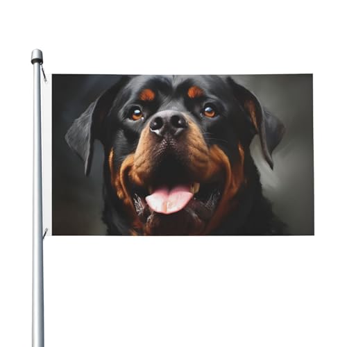 Coole Rottweiler-Hunde-Gartenflagge, 90 x 150 cm, kein Verblassen, doppelseitige Hausflaggen, Outdoor-Banner, Dekoration für Innenhof, Veranda, Rasen von BYPPJGH
