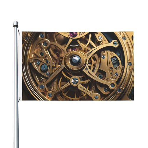 Coole Steampunk-Gartenflagge, 90 x 150 cm, kein Verblassen, doppelseitige Hausflaggen, Outdoor-Banner, Dekoration für Innenhof, Veranda, Rasen von BYPPJGH