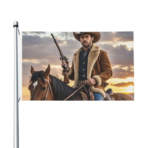 Cowboy West Willkommens-Gartenflagge, 90 x 150 cm, kein Verblassen, doppelseitige Hausflaggen, Outdoor-Banner, Dekoration für Innenhof, Veranda, Rasen Cowboy West Willkommens-Gartenflagge, 90 x 150 cm, kein Verblassen, doppelseitige Hausflaggen, Outdoor-Banner, Dekoration für Innenhof, Veranda, Rasen von BYPPJGH
