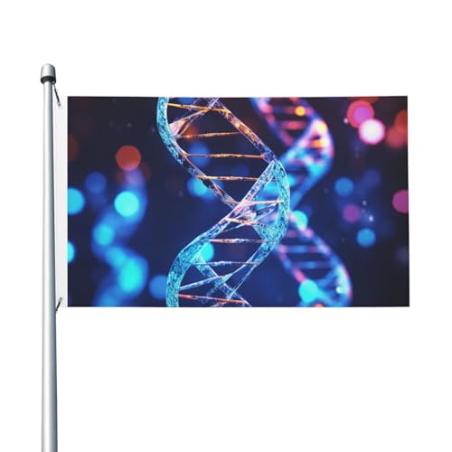 DNA Genetic Helix Willkommensflagge für Garten, 90 x 150 cm, kein Verblassen, doppelseitige Hausflaggen, Outdoor-Banner, Dekoration für Innenhof, Veranda, Rasen von BYPPJGH