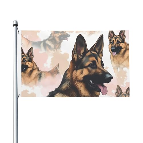 Deutscher Schäferhund, Gartenflagge, 90 x 150 cm, kein Verblassen, doppelseitige Hausflaggen, Outdoor-Banner, Dekoration für Innenhof, Veranda, Rasen Deutscher Schäferhund, Gartenflagge, 90 x 150 cm, kein Verblassen, doppelseitige Hausflaggen, Outdoor-Banner, Dekoration für Innenhof, Veranda, Rasen von BYPPJGH