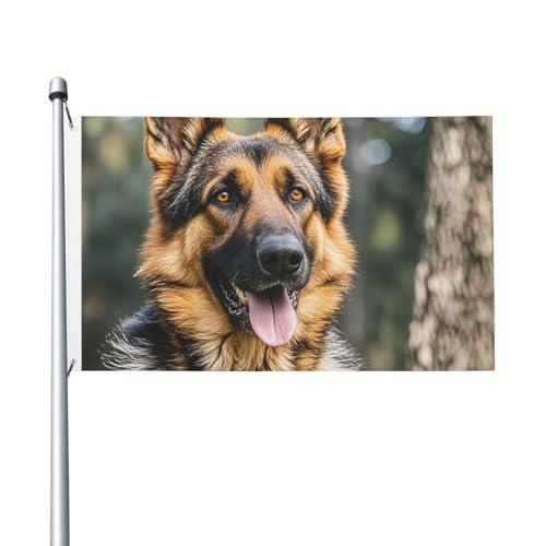 Deutscher Schäferhund, Willkommensflagge, 90 x 150 cm, kein Verblassen, doppelseitige Hausflaggen, Outdoor-Banner, Dekoration für Innenhof, Veranda, Rasen Deutscher Schäferhund, Willkommensflagge, 90 x 150 cm, kein Verblassen, doppelseitige Hausflaggen, Outdoor-Banner, Dekoration für Innenhof, Veranda, Rasen von BYPPJGH