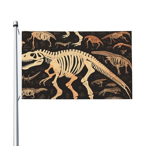 Dinosaurier-Skelett-Druck, Willkommens-Gartenflagge, 90 x 150 cm, kein Verblassen, doppelseitige Hausflaggen, Outdoor-Banner, Dekoration für Innenhof, Veranda, Rasen Dinosaurier-Skelett-Druck, Willkommens-Gartenflagge, 90 x 150 cm, kein Verblassen, doppelseitige Hausflaggen, Outdoor-Banner, Dekoration für Innenhof, Veranda, Rasen von BYPPJGH
