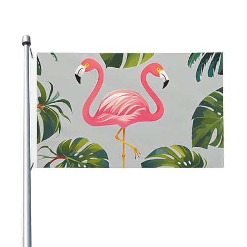 Flamingo-Palmen-Blatt-Willkommens-Gartenflagge, 90 x 150 cm, kein Verblassen, doppelseitige Hausflaggen, Outdoor-Banner, Dekoration für Innenhof, Veranda, Rasen Flamingo-Palmen-Blatt-Willkommens-Gartenflagge, 90 x 150 cm, kein Verblassen, doppelseitige Hausflaggen, Outdoor-Banner, Dekoration für Innenhof, Veranda, Rasen von BYPPJGH