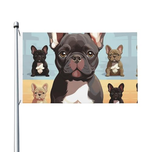 Gartenflagge Französische Bulldogge, niedlich, 90 x 150 cm, kein Verblassen, doppelseitige Hausflaggen, Outdoor-Banner, Dekoration für Innenhof, Veranda, Rasen Gartenflagge Französische Bulldogge, niedlich, 90 x 150 cm, kein Verblassen, doppelseitige Hausflaggen, Outdoor-Banner, Dekoration für Innenhof, Veranda, Rasen von BYPPJGH