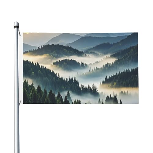 Gartenflagge Nebel Berge, Wald, Willkommensflagge, 90 x 150 cm, kein Verblassen, doppelseitige Hausflaggen, Outdoor-Banner, Dekoration für Innenhof, Veranda, Rasen Gartenflagge Nebel Berge, Wald, Willkommensflagge, 90 x 150 cm, kein Verblassen, doppelseitige Hausflaggen, Outdoor-Banner, Dekoration für Innenhof, Veranda, Rasen von BYPPJGH