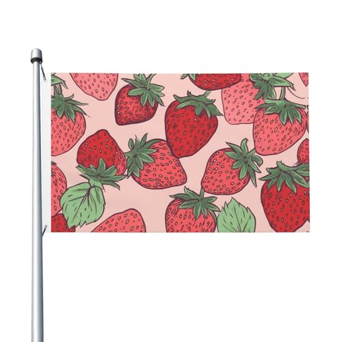 Gartenflagge mit Erdbeermuster, 90 x 150 cm, kein Verblassen, doppelseitige Hausflaggen, Outdoor-Banner, Dekoration für Innenhof, Veranda, Rasen Gartenflagge mit Erdbeermuster, 90 x 150 cm, kein Verblassen, doppelseitige Hausflaggen, Outdoor-Banner, Dekoration für Innenhof, Veranda, Rasen von BYPPJGH