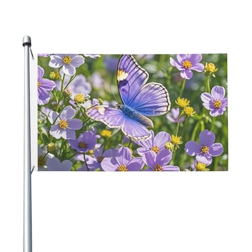 Gartenflagge mit Schmetterlingen und Blumen, 90 x 150 cm, kein Verblassen, doppelseitige Hausflaggen, Outdoor-Banner, Dekoration für Innenhof, Veranda, Rasen Gartenflagge mit Schmetterlingen und Blumen, 90 x 150 cm, kein Verblassen, doppelseitige Hausflaggen, Outdoor-Banner, Dekoration für Innenhof, Veranda, Rasen von BYPPJGH