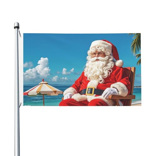 Gartenflagge mit Weihnachtsmann am Strand, 90 x 150 cm, kein Verblassen, doppelseitige Hausflaggen, Outdoor-Banner, Dekoration für Innenhof, Veranda, Rasen Gartenflagge mit Weihnachtsmann am Strand, 90 x 150 cm, kein Verblassen, doppelseitige Hausflaggen, Outdoor-Banner, Dekoration für Innenhof, Veranda, Rasen von BYPPJGH