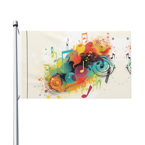 Gartenflagge mit abstraktem Musikthema, 90 x 150 cm, kein Verblassen, doppelseitige Hausflaggen, Outdoor-Banner, Dekoration für Innenhof, Veranda, Rasen Gartenflagge mit abstraktem Musikthema, 90 x 150 cm, kein Verblassen, doppelseitige Hausflaggen, Outdoor-Banner, Dekoration für Innenhof, Veranda, Rasen von BYPPJGH