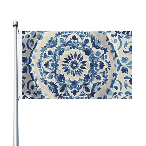 Gartenflagge mit blauer und weißer Textur, 90 x 150 cm, kein Verblassen, doppelseitige Hausflaggen, Outdoor-Banner, Dekoration für Innenhof, Veranda, Rasen von BYPPJGH
