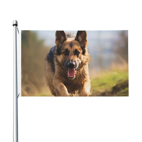 Gartenflagge mit laufendem Deutschen Schäferhund, 90 x 150 cm, kein Verblassen, doppelseitige Hausflaggen, Outdoor-Banner, Dekoration für Innenhof, Veranda, Rasen Gartenflagge mit laufendem Deutschen Schäferhund, 90 x 150 cm, kein Verblassen, doppelseitige Hausflaggen, Outdoor-Banner, Dekoration für Innenhof, Veranda, Rasen von BYPPJGH