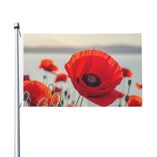 Gartenflagge mit roter Mohnblume, 90 x 150 cm, kein Verblassen, doppelseitige Hausflaggen, Outdoor-Banner, Dekoration für Innenhof, Veranda, Rasen Gartenflagge mit roter Mohnblume, 90 x 150 cm, kein Verblassen, doppelseitige Hausflaggen, Outdoor-Banner, Dekoration für Innenhof, Veranda, Rasen von BYPPJGH