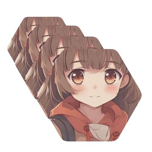 Japanische Anime-Untersetzer für Getränke, 4 Stück, Leder, Teetassen-Untersetzer, Getränkeuntersetzer für Tasse, Küche, Bar, Heimdekoration, Einweihungsgeschenk Japanische Anime-Untersetzer für Getränke, 4 Stück, Leder, Teetassen-Untersetzer, Getränkeuntersetzer für Tasse, Küche, Bar, Heimdekoration, Einweihungsgeschenk von BYPPJGH