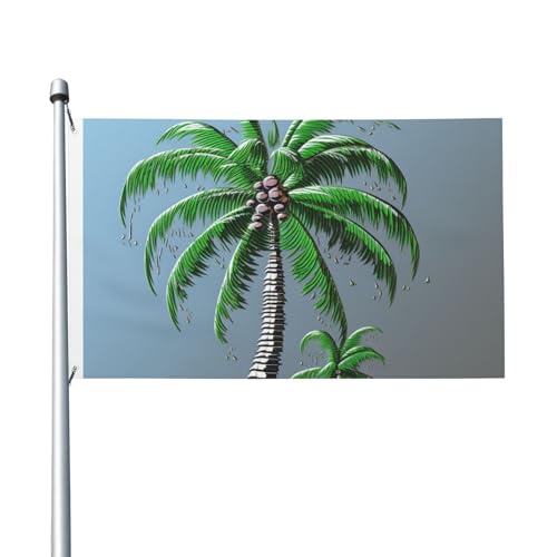 Kokosnussbaum-Gartenflagge, 90 x 150 cm, kein Verblassen, doppelseitige Hausflaggen, Outdoor-Banner, Dekoration für Innenhof, Veranda, Rasen Kokosnussbaum-Gartenflagge, 90 x 150 cm, kein Verblassen, doppelseitige Hausflaggen, Outdoor-Banner, Dekoration für Innenhof, Veranda, Rasen von BYPPJGH