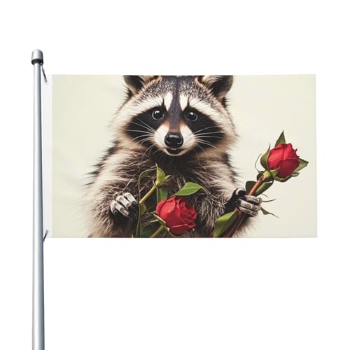 Lustige Waschbär-Willkommens-Gartenflagge, 90 x 150 cm, kein Verblassen, doppelseitige Hausflaggen, Outdoor-Banner, Dekoration für Innenhof, Veranda, Rasen von BYPPJGH