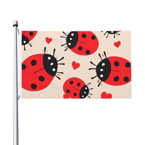 Marienkäfer-Willkommensflagge, 90 x 150 cm, kein Verblassen, doppelseitige Hausflaggen, Outdoor-Banner, Dekoration für Innenhof, Veranda, Rasen Marienkäfer-Willkommensflagge, 90 x 150 cm, kein Verblassen, doppelseitige Hausflaggen, Outdoor-Banner, Dekoration für Innenhof, Veranda, Rasen von BYPPJGH