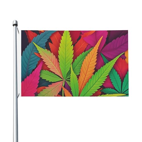 Mehrfarbige Gartenflagge mit Blättern, 90 x 150 cm, kein Verblassen, doppelseitige Hausflaggen, Outdoor-Banner, Dekoration für Innenhof, Veranda, Rasen von BYPPJGH