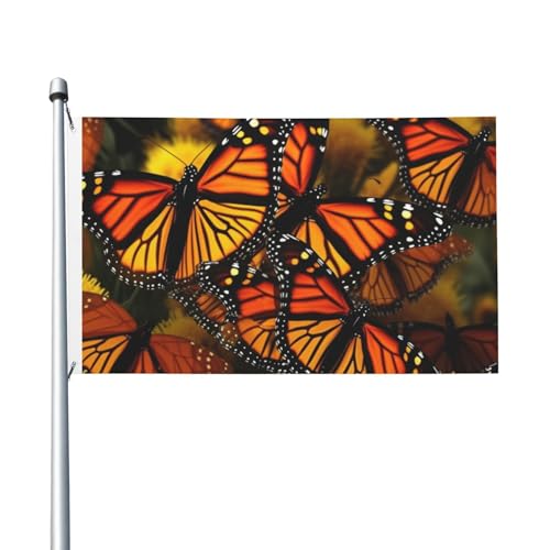 Monarch-Schmetterlinge, Willkommensflagge, 90 x 150 cm, kein Verblassen, doppelseitige Hausflaggen, Outdoor-Banner, Dekoration für Innenhof, Veranda, Rasen Monarch-Schmetterlinge, Willkommensflagge, 90 x 150 cm, kein Verblassen, doppelseitige Hausflaggen, Outdoor-Banner, Dekoration für Innenhof, Veranda, Rasen von BYPPJGH