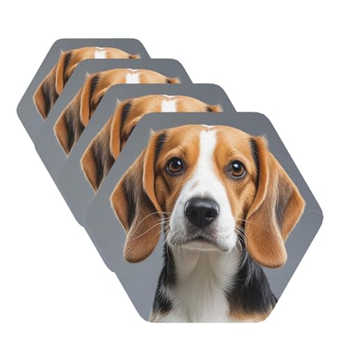 Niedliche Beagle-Untersetzer für Getränke, 4 Stück, Leder, Teetassen-Untersetzer, Getränkeuntersetzer für Tasse, Küche, Bar, Heimdekoration, Einweihungsgeschenk Niedliche Beagle-Untersetzer für Getränke, 4 Stück, Leder, Teetassen-Untersetzer, Getränkeuntersetzer für Tasse, Küche, Bar, Heimdekoration, Einweihungsgeschenk von BYPPJGH