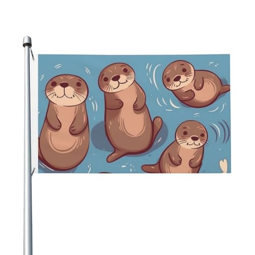 Niedliche braune Otter-Gartenflagge, 90 x 150 cm, kein Verblassen, doppelseitige Hausflaggen, Outdoor-Banner, Dekoration für Innenhof, Veranda, Rasen von BYPPJGH