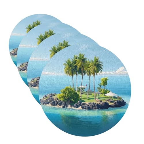Ocean Island Untersetzer für Getränke, 4 Stück, Leder, Teetassen-Untersetzer, Getränkeuntersetzer für Tasse, Küche, Bar, Heimdekoration, Einweihungsgeschenk Ocean Island Untersetzer für Getränke, 4 Stück, Leder, Teetassen-Untersetzer, Getränkeuntersetzer für Tasse, Küche, Bar, Heimdekoration, Einweihungsgeschenk von BYPPJGH
