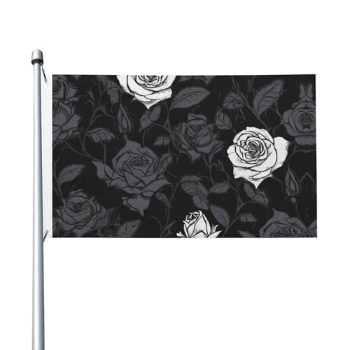 Rose Gothic Welcome Gartenflagge, 90 x 150 cm, kein Verblassen, doppelseitig, Hausflaggen, Outdoor-Banner, Dekoration für Innenhof, Veranda, Rasen Rose Gothic Welcome Gartenflagge, 90 x 150 cm, kein Verblassen, doppelseitig, Hausflaggen, Outdoor-Banner, Dekoration für Innenhof, Veranda, Rasen von BYPPJGH