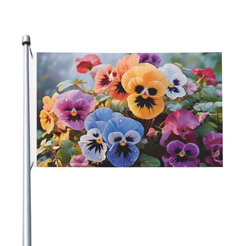Stiefmütterchen-Blumenflagge, 90 x 150 cm, kein Verblassen, doppelseitige Hausflaggen, Outdoor-Banner, Dekoration für Innenhof, Veranda, Rasen Stiefmütterchen-Blumenflagge, 90 x 150 cm, kein Verblassen, doppelseitige Hausflaggen, Outdoor-Banner, Dekoration für Innenhof, Veranda, Rasen von BYPPJGH