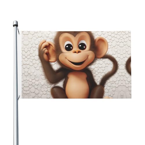 Süße Affen-Gartenflagge, 90 x 150 cm, kein Verblassen, doppelseitige Hausflaggen, Outdoor-Banner, Dekoration für Innenhof, Veranda, Rasen Süße Affen-Gartenflagge, 90 x 150 cm, kein Verblassen, doppelseitige Hausflaggen, Outdoor-Banner, Dekoration für Innenhof, Veranda, Rasen von BYPPJGH