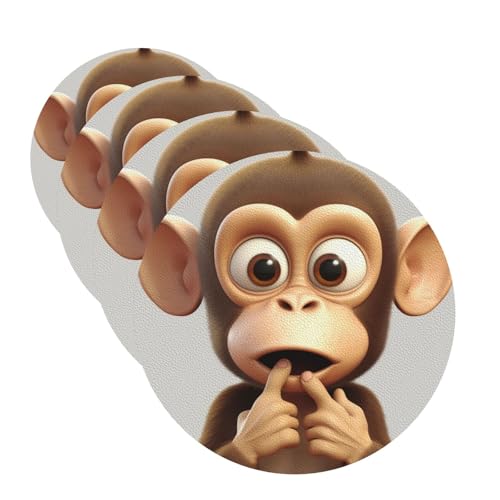 The Silent Monkey Untersetzer für Getränke, 4 Stück, Leder, Teetassen-Untersetzer, Getränkeuntersetzer für Tasse, Küche, Bar, Heimdekoration, Einweihungsgeschenk The Silent Monkey Untersetzer für Getränke, 4 Stück, Leder, Teetassen-Untersetzer, Getränkeuntersetzer für Tasse, Küche, Bar, Heimdekoration, Einweihungsgeschenk von BYPPJGH