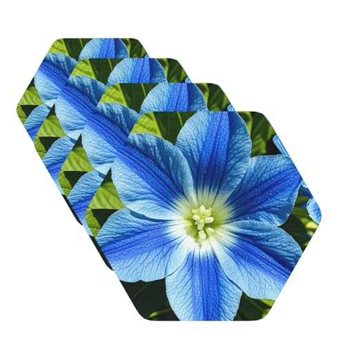 Untersetzer für Getränke, Blau, 4 Stück, Leder, Teetassen-Untersetzer, Getränkeuntersetzer für Tasse, Küche, Bar, Heimdekoration, Einweihungsgeschenk von BYPPJGH
