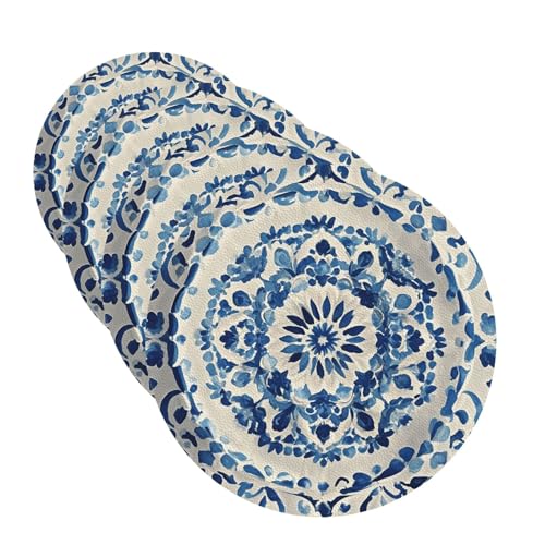 Untersetzer für Getränke, Blau und Weiß, 4 Stück, Leder, Teetassen-Untersetzer, Getränkeuntersetzer für Tasse, Küche, Bar, Heimdekoration, Einweihungsgeschenk Untersetzer für Getränke, Blau und Weiß, 4 Stück, Leder, Teetassen-Untersetzer, Getränkeuntersetzer für Tasse, Küche, Bar, Heimdekoration, Einweihungsgeschenk von BYPPJGH
