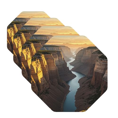 Untersetzer für Getränke, Motiv: Canyon At Sunset, 4 Stück, Leder, Teetassen-Untersetzer, Getränkeuntersetzer für Tasse, Küche, Bar, Heimdekoration, Einweihungsgeschenk Untersetzer für Getränke, Motiv: Canyon At Sunset, 4 Stück, Leder, Teetassen-Untersetzer, Getränkeuntersetzer für Tasse, Küche, Bar, Heimdekoration, Einweihungsgeschenk von BYPPJGH