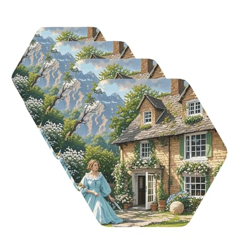 Untersetzer im britischen Landhausstil, 4 Stück, Leder, Teetassen-Untersetzer, Getränkeuntersetzer für Tassen, Küche, Bar, Heimdekoration, Einweihungsgeschenk Untersetzer im britischen Landhausstil, 4 Stück, Leder, Teetassen-Untersetzer, Getränkeuntersetzer für Tassen, Küche, Bar, Heimdekoration, Einweihungsgeschenk von BYPPJGH