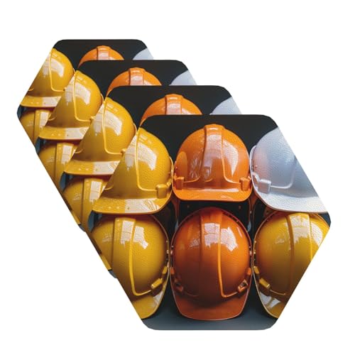 Untersetzer mit Bauhelmen für Getränke, 4 Stück, Leder, Teetassen-Untersetzer, Getränkeuntersetzer für Tasse, Küche, Bar, Heimdekoration, Einweihungsgeschenk Untersetzer mit Bauhelmen für Getränke, 4 Stück, Leder, Teetassen-Untersetzer, Getränkeuntersetzer für Tasse, Küche, Bar, Heimdekoration, Einweihungsgeschenk von BYPPJGH