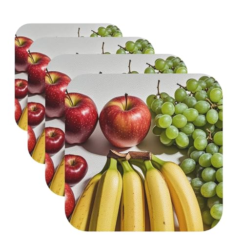 Untersetzer mit frischem Obst für Getränke, 4 Stück, Leder, Teetassen-Untersetzer, Getränkeuntersetzer für Tasse, Küche, Bar, Heimdekoration, Einweihungsgeschenk Untersetzer mit frischem Obst für Getränke, 4 Stück, Leder, Teetassen-Untersetzer, Getränkeuntersetzer für Tasse, Küche, Bar, Heimdekoration, Einweihungsgeschenk von BYPPJGH