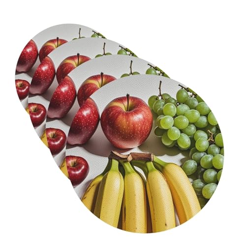 Untersetzer mit frischem Obst für Getränke, 4 Stück, Leder, Teetassen-Untersetzer, Getränkeuntersetzer für Tasse, Küche, Bar, Heimdekoration, Einweihungsgeschenk Untersetzer mit frischem Obst für Getränke, 4 Stück, Leder, Teetassen-Untersetzer, Getränkeuntersetzer für Tasse, Küche, Bar, Heimdekoration, Einweihungsgeschenk von BYPPJGH