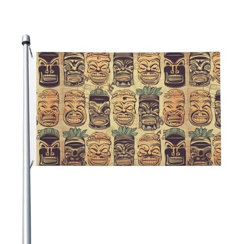 Vintage-Gartenflagge mit Aloha-Tiki-Muster, 90 x 150 cm, kein Verblassen, doppelseitige Hausflaggen, Outdoor-Banner, Dekoration für Innenhof, Veranda, Rasen Vintage-Gartenflagge mit Aloha-Tiki-Muster, 90 x 150 cm, kein Verblassen, doppelseitige Hausflaggen, Outdoor-Banner, Dekoration für Innenhof, Veranda, Rasen von BYPPJGH