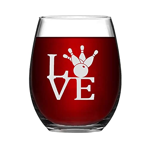 Bowling Love Weinglas ohne Stiel, Lasergravur, Whiskyglas, Schnapsglas, einzigartige Idee für Sie, Mutter, Ehefrau, Chef, Schwester, BFF, Geburtstagsgeschenk für Kollegin, 425 ml von BYRON HOYLE