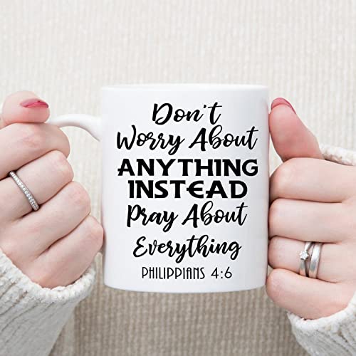 Don't Worry About Anything; Instead, Pray About Everything Kaffeetassen, christliche Kaffeetassen, 325 ml, Bibelvers Teetasse, Keramik, lustige Kaffeetassen, einzigartige Idee für ihn, sie, Mutter, von BYRON HOYLE