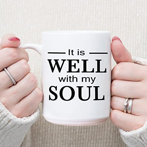 Kaffeetasse mit Sprüchen "It is Well with My Soul Kaffeetasse 425 ml Teetasse Keramiktasse Kaffeetasse Tassen mit Sprüchen Kaffeetasse Geschenke für Frauen Männer Freunde Jahrestag Festival Geburtstag von BYRON HOYLE