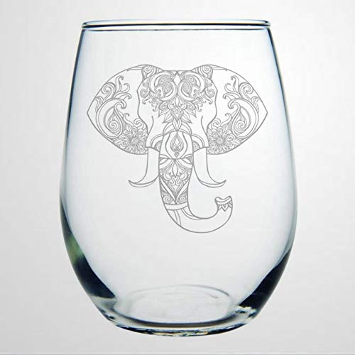 Lustiges Weinglas mit Elefant mit Nation, Blume, ohne Stiel, Lasergravur, Whiskey-Glas, individuelles Schnapsglas, 425 ml von BYRON HOYLE