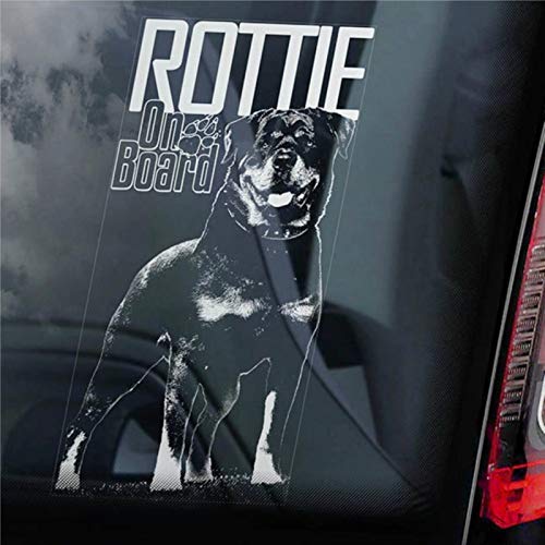 BYRON HOYLE Rottweiler on Board Autoaufkleber gestanzt Aufkleber Vinyl schwarz wetterfest glänzend Aufkleber Decal von BYRON HOYLE