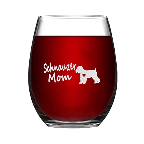 Schnauzer Mom Dog Lustiges Weinglas ohne Stiel mit Lasergravur, Whiskeyglas, Schnauzer mit Gravur, einzigartige Idee für Sie und Ihn, Mutter, Ehefrau, Chef, Schwester, BFF, Geburtstagsgeschenk für von BYRON HOYLE