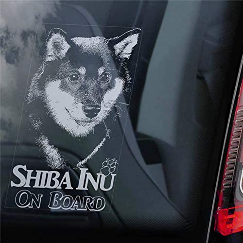 BYRON HOYLE Shiba Inu Autoaufkleber, Vinyl, Orange, Wasserdicht, Fenster, Glas, Metall, Kunststoff, Tier, Hund, Shiba Inu, Weiß, Rechteck, Outdoor von BYRON HOYLE