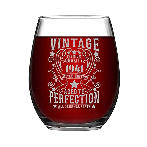 Vintage 1941 Geburtstag Limited Edition Aged to Prefektion Geburtstag Premium Qualität Geburtstagsgeschenk für Männer Lustiges stielloses Weinglas Lasergravur Whiskey Glas Schnapsglas Einzigartige von BYRON HOYLE