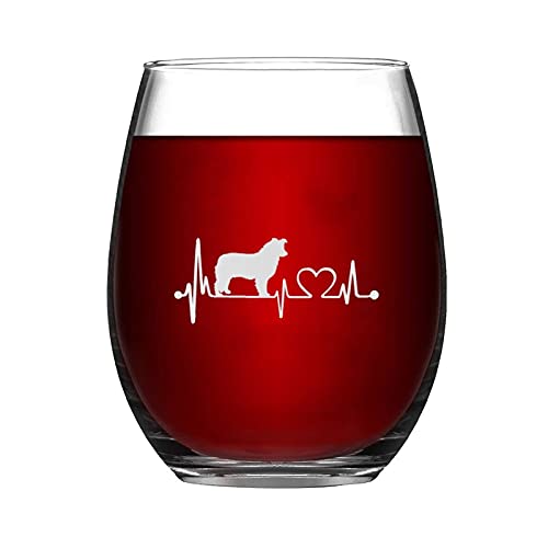 Weinglas mit Aufschrift ''Border Collie'', Herzschlag Lifeline, Hund, lustig, stiellos, lasergraviert, Whiskyglas, Schnapsglas, einzigartige Idee für ihn, Mutter, Ehefrau, Chef, Schwester, BFF, von BYRON HOYLE