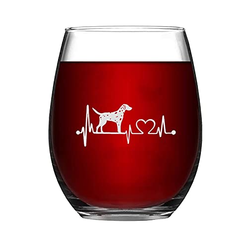 Weinglas mit Dalmatiner-Herzschlag, lustig, ohne Stiel, lasergraviert, Whiskyglas, Schnapsglas, einzigartige Idee für ihn, sie, Mutter, Ehefrau, Chef, Schwester, BFF, Geburtstagsgeschenk für von BYRON HOYLE